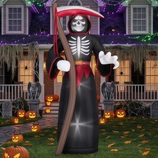 8FT Halloween Inflatables Outdoor, Giant Grim Reaper Blow Up Yard Decor Hallowee picture