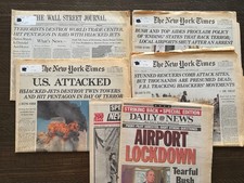 Original 911 Attack Newspapers Lot of 6, New York Post, WSJ, others 12th-14th picture
