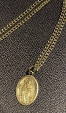 Vintage Necklace Medal Pendant Saint James Religious Christian Italy 30” Chain picture