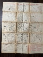 WWII 1944 1945 American Red Cross Map of Rome Italy Large 34x27 Folding GI Map picture