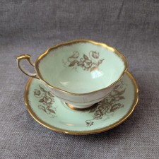 Paragon Mint Green Gold Coffee Tea Cup Saucer Majesty The Queen Bone China READ* picture