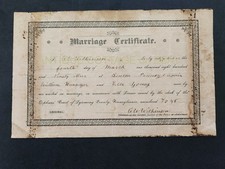1899 antique MARRIAGE CERTIFICATE kenton pa Wm HUNSINGER Ella YOUNG wilkinson picture