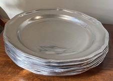 Wilton Armetale Queen Anne Pewter 12” Charger Platter Serving Tray USA Set of 6 picture