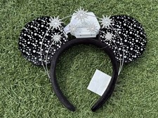 RARE SOLD OUT Disney Minnie Ears Headband Black Silver Rhinestones.  picture