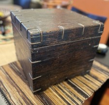 Old Antique Handmade Wooden Iron Fitted Multipurpose Storage Box picture