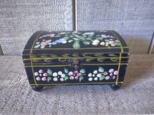 Vintage Hand Painted Wood Trinket Box With Mirror picture