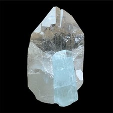Natural Aquamarine on Quartz Crystal Matrix – Pakistan, 63g picture