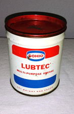 VINTAGE SOHIO STANDARD OIL LUBTEC CUP GREASE CAN FEELS NEAR FULL picture