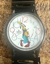 Vintage Lorus Disney Goofy Watch V515-3000 Japan Movt Original Tin 1989 picture