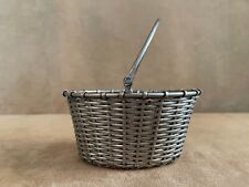 Silver plate Vintage Metal Woven Basket MCM 4 x 5