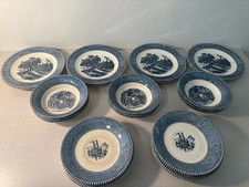 Vintage Currier & Ives Blue Royal China – 25-Piece Dishware Set picture