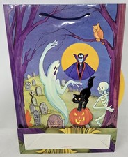 Vintage 1987 Halloween Bag Enesco Trick or Treat Paper Black Cat Pumpkin Gift picture