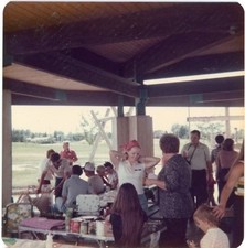 Vtg 1970s Pretty Girl Arms Up Picnic Red Bandana Snapshot picture