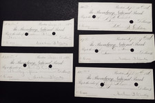 1886 The Broadway National Bank Checks (5)-Antique-FREE SHIPPING picture