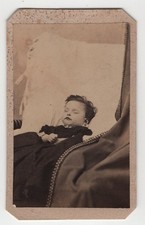 Antique CDV Post Mortem Baby Child Elise Sleeping Mourning Memorial Photo picture