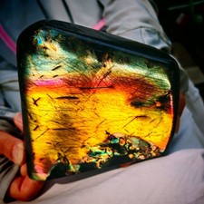 3 LB Natural Labradorite Amazing Multi-Color Purple Gold Green Flash Crystal picture