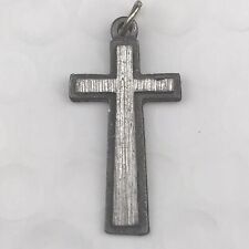 Christian Cross Pendant With New Hope Phone Number On Back Pewter Tone picture