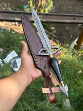 WILD BEAUTIFUL CUSTOM HANDCRAFTED DAMASCUS STEEL CAMPING VIKING PREMIUM  DAGGER picture
