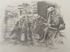 WW1 British Soldiers drawing - Signed By Artist picture