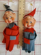 Pair of Vintage Hanging Christmas Elf Pixie Knee Hugger Ornaments Japan-Lot Of 2 picture