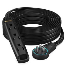 Maximm 25 Ft 360 Rotating Flat Plug Extension Cord, 3-Outlet, Black, UL picture