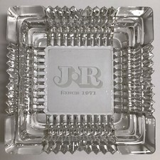 JR CIGARS Ashtray Cut Crystal 7x7” Heavy 3 lb Desk Office NY Since 1971 Vintage picture