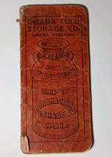 1925 Old Vintage Antique Omaha Nebraska Omaha Cold Storage Cream Milk Jug Ledger picture