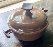 Rare Enzo Mari La Mama Le Creuset Dutch Oven #17 Chocolate Brown Cast Iron Vtg picture