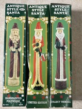 Vintage Antique Style Santa - Hand painted PolyStone 1994  Lot Of 3  Different picture