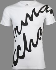 ARMANI EXCHANGE White SCRIPT Short Sleeve Slim Fit Designer Graphic T-shirt NWT picture