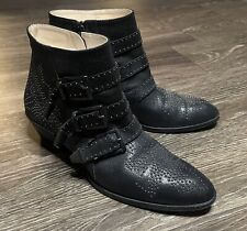 Chloe Susanna Silver Studded Black Nappa Leather Ankle Boots Women’s EU 40 US 9 picture