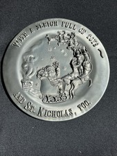 VINTAGE 1992 “Santa’s Sleigh” Christmas Plate By Seagull Pewter  #474 Of 2500 picture