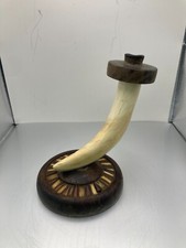 Antique Boar Tusk with Wood Base – picture