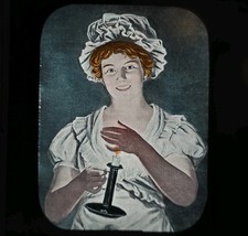 Antique Good Night Magic Lantern Slide Hand Colored A T Thompson Boston Girl picture