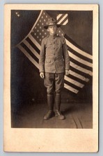 RPPC Arkansas AR North Little Rock Camp Pike Soldier US Flag Ewing Photo c. 1918 picture