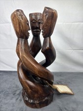 African Ghana Hand-Crafted Wooden Sculpture Art Two-Tone .. picture