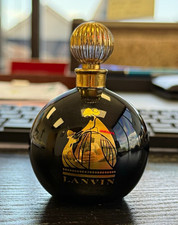 Vintage Lanvin Arpège Black & Gold Perfume Bottle • Iconic Ribbed Gold Stopper picture