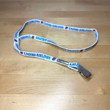 VTG United Airlines Lanyard Saul Bass Tulip Logo White Blue Red ID Holder 70s picture