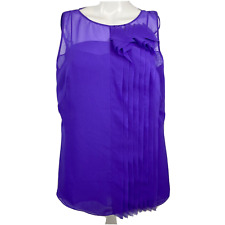 AKRIS Punto Womens Purple Chiffon Pin Tuck Top Sz 8 Sheer Over Cami 2PC picture