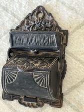 Antique Victorian Cast Iron Match Safe Wall Mount picture