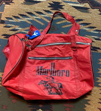 Vintage Marlboro Duffel Bag Tote Zipper Pockets picture