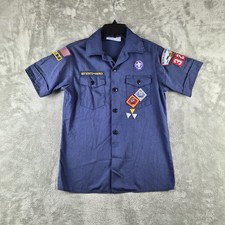 Vintage Boy Scout BSA Uniform Shirt Youth Medium Troop 320 Los Angeles Patches picture