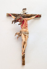 Large realistic Jesus Crucifix H 18 Inch Cross Hand-Painted Resin Corpus picture