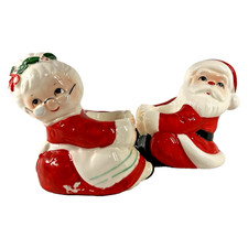 Vintage 1987 Lefton Santa & Mrs. Claus taper candle holders picture