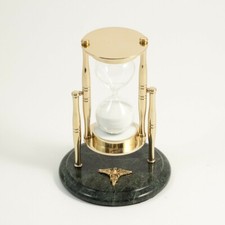 Bey-Berk D824D Dental Green Marble 30 Minute Sand Timer with Brass Accents picture