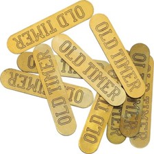 Schrade Large Old Timer  Shield Badge Design  Brass Finish Smooth  Block Letter picture