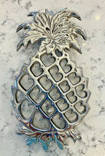 Vtg Colonial Williamsburg Pineapple Footed Trivet Heavy Silver Finish 9x5