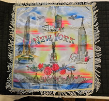 Vintage 1950s New York City Souvenir Satin Pillow Cover - Excellent Condition picture
