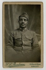African American Buffalo Soldier 806th WWI 1918 France Black Cabinet Card J15207 picture