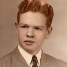 c1940s Red Hair Young Man Pinstripe Suit Necktie Studio Photo Hand Tinted 8x10